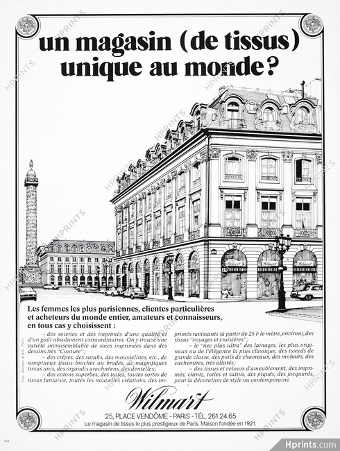 A. Wilmart (Fabric) 1979 Place Vendôme