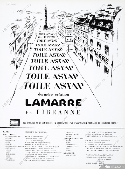 Lamarre (Fabric) 1957 Toile Astap