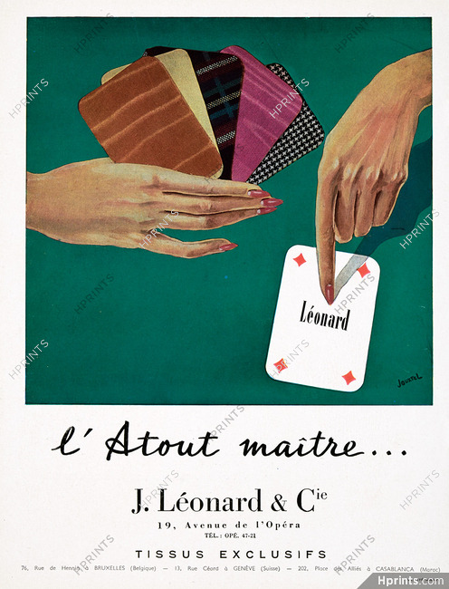 J. Léonard & Cie 1951 Playing Cards, Hands, Jouxtel