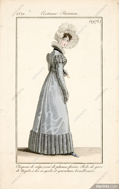 Le Journal des Dames et des Modes 1821 Costume Parisien N°1978