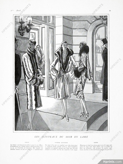 Goupy, Yvonne Davidson, Goupy 1926 Manteaux du soir en lamé