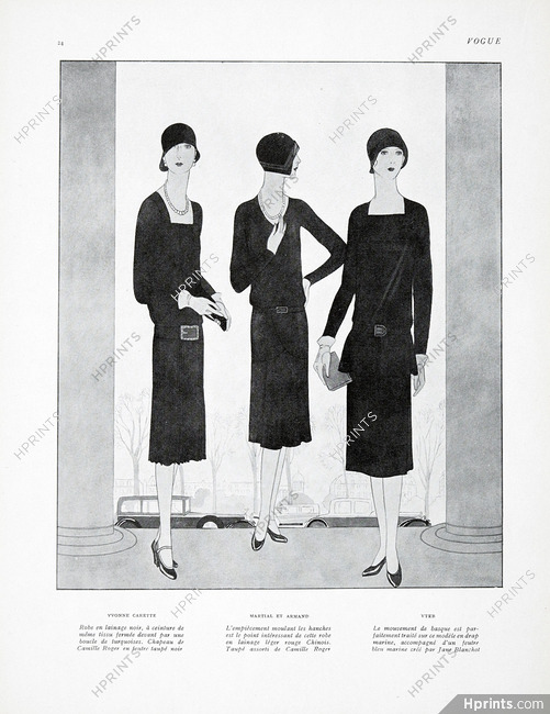 Yvonne Carette, Martial et Armand, Yteb 1928 Black Dresses