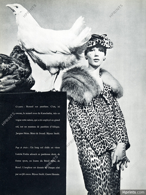 Jacques Heim 1957 Fur Coat Panther, Sterlé, Photo Guy Bourdin