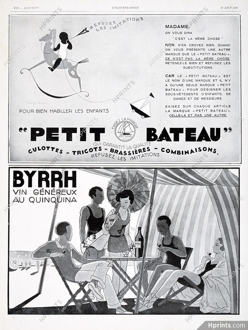 Intiem Speciaal Dominant Petit Bateau, Byrrh 1929 Magd Hérest — Advertisement