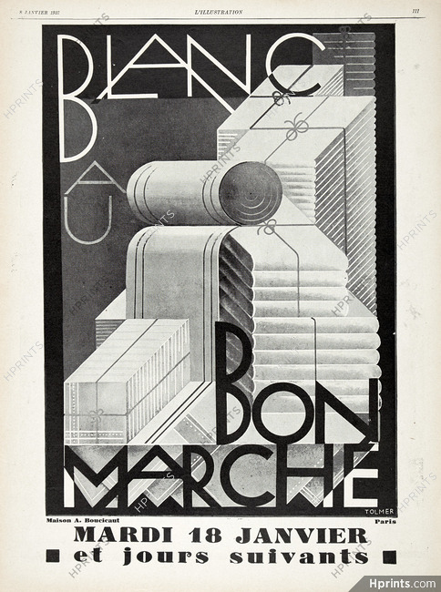 Au Bon Marché 1927 Linen, Tolmer, Poster Art