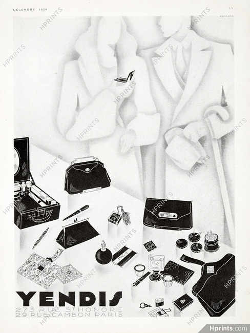 Yendis 1929 Handbags, Toiletry Bag, Cigarette Box, Lighter, Art Deco