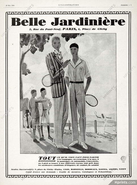 Belle Jardinière 1926 Men's Clothing, Tennis, Marc-Luc