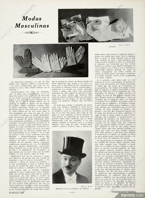 Men's Clothing 1929 Poirier, Mauricet avec un chapeau de Delion, Photos H. Manuel