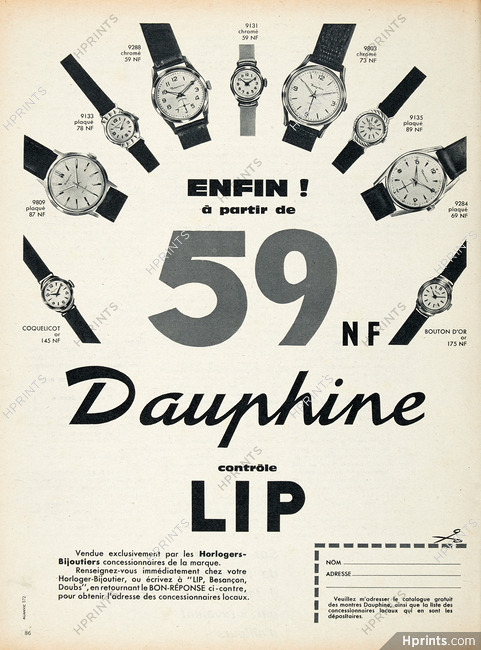 LIP (Watches) 1960 Dauphine — Advertisement