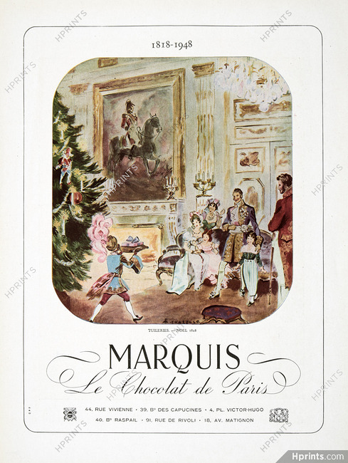 Marquis (Chocolates) 1948 "Tuileries Noël 1828" A. Chazelle (L)