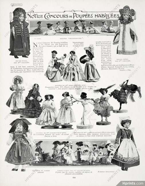 Concours de Poupées Habillées 1908 Riera, Saratoff, Jungbluth, Soulié, Lafitte-Désirat (Danseuses)