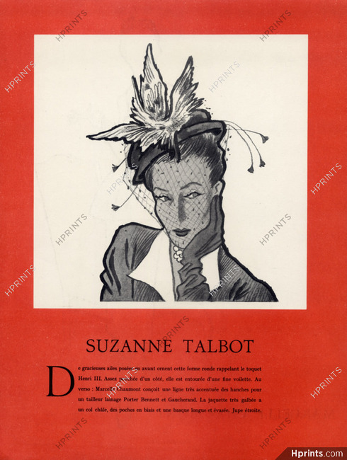 Suzanne Talbot (Millinery) 1948 Louchel