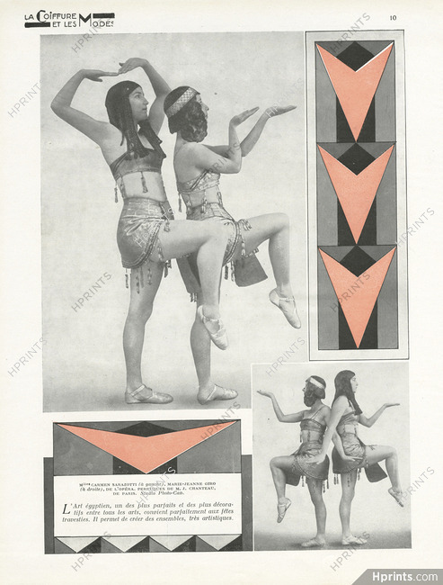 Egyptian Costumes 1930 Carmen Sarazotti & Marie-Jeanne Giro, de l'Opéra, Dancers