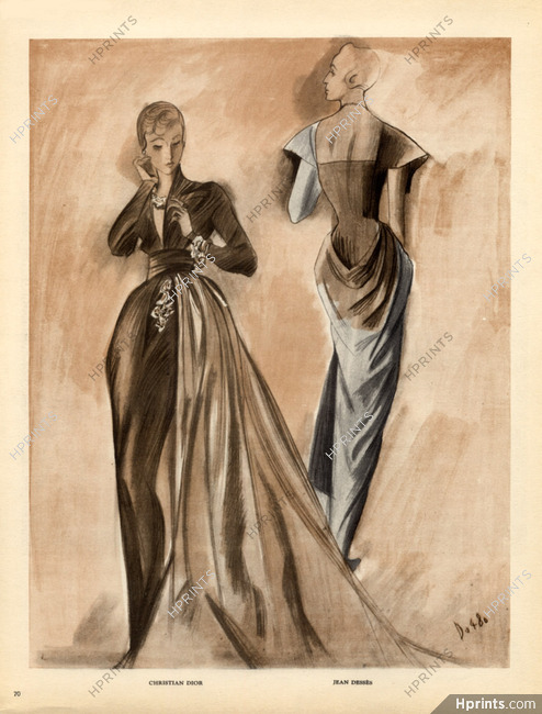 André Delfau 1948 Christian Dior & Jean Desses, Evening Dress