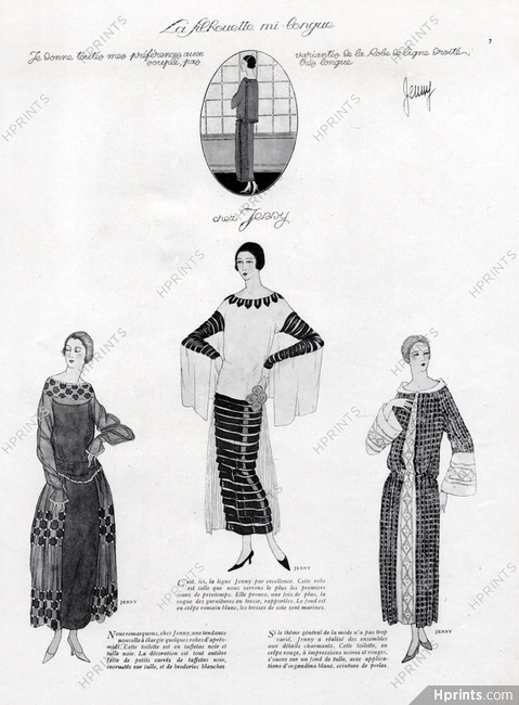 Jenny (Couture) 1922 Evening Gown, Dartey Fashion Illustration