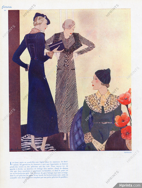 Revillon (Fur Clothing) 1933 Fashion Illustration