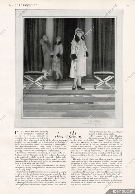 Chez Lucien Lelong 1927 Photo Demeyer, Fashion Show