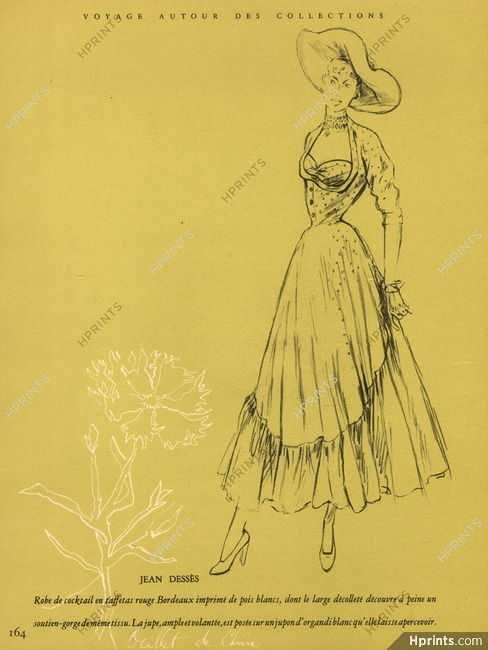 Jean Dessès 1948 Robe de cocktail, Fashion Illustration