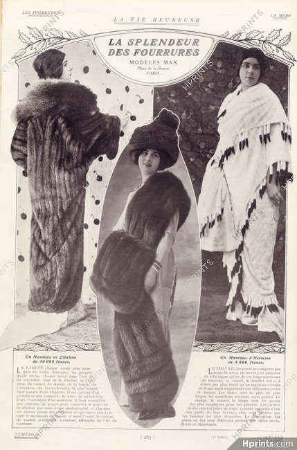Fourrures Max 1912 Zibeline, Hermine, Fur Coats, Photo Talbot
