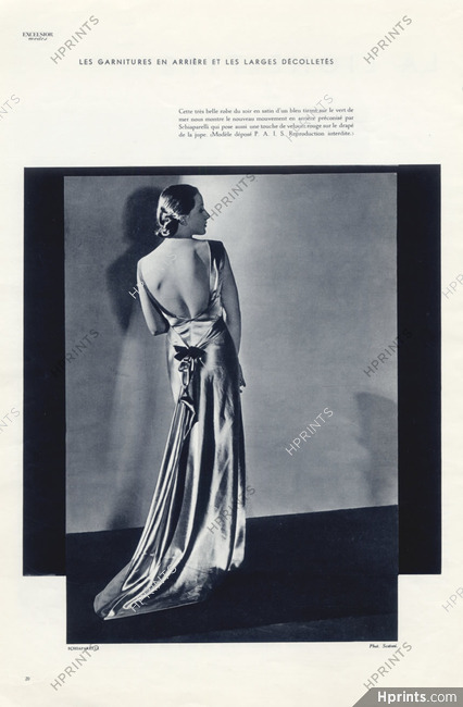Schiaparelli 1934 Backless Evening Gown, Satin, Photo Egidio Scaioni