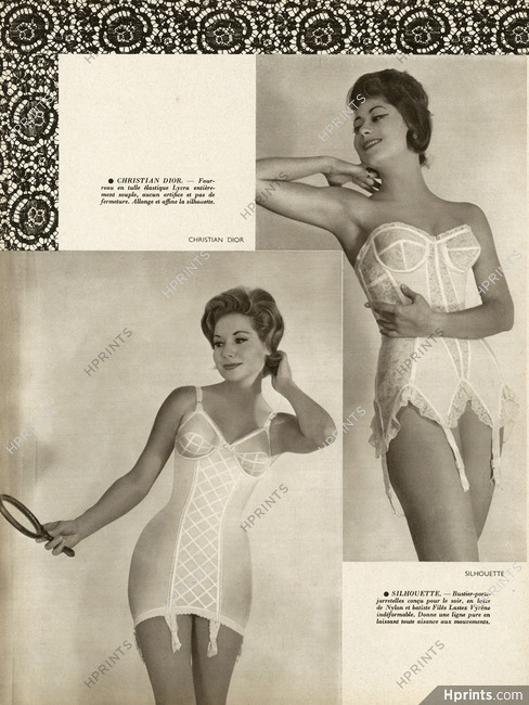Christian Dior Silhouette 1962 Corselette Girdles Garters