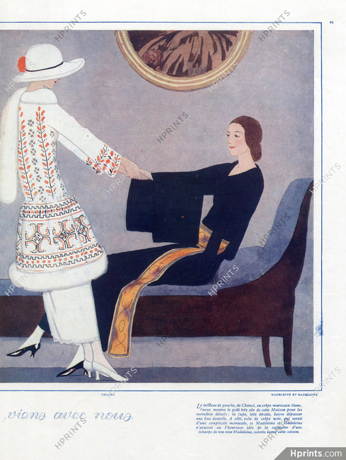 Chanel, Madeleine & Madeleine 1922 André Édouard Marty, Fashion Illustration