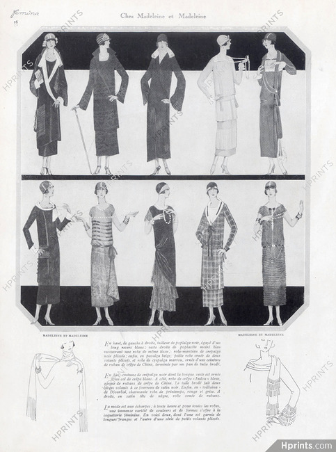Chez Madeleine & Madeleine 1924 Fashion illustration