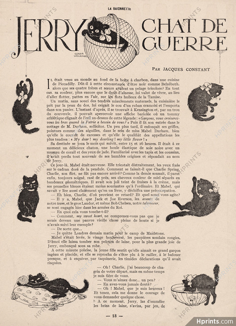 Jerry Chat De Guerre 1917 Gerda Wegener War Black Cat Text