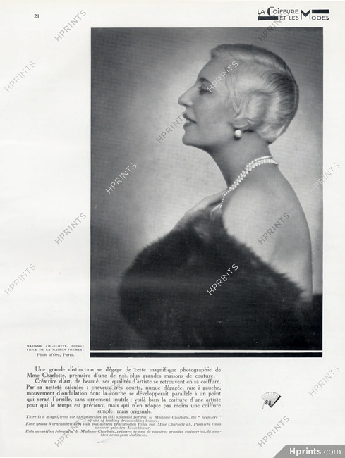 Madame Charlotte (Director of the Premet House) 1930 Portrait, Photo D'Ora, Premet