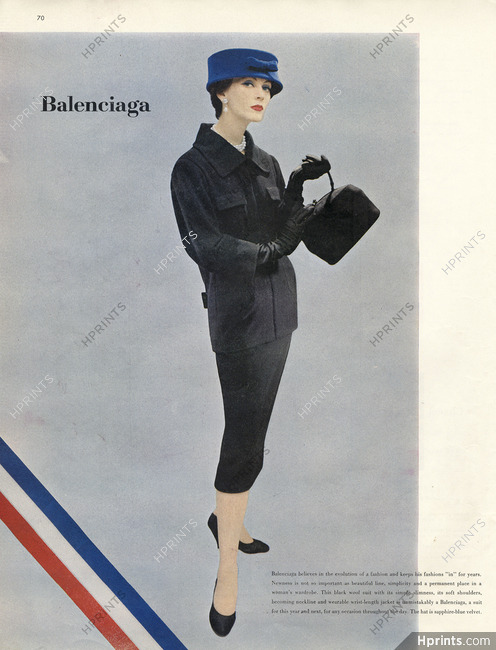 Balenciaga 1955 Black wool suit, Photo Richard Avedon