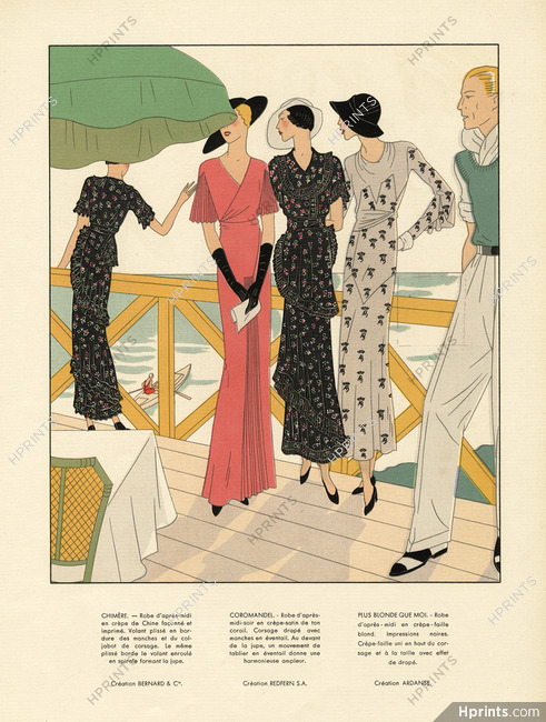 Bernard & Cie, Redfern, Ardanse 1932 Pochoir, Summer Dresses, AGB (Art Goût Beauté)