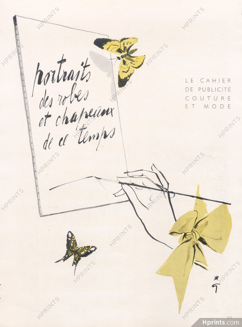 Portraits des Robes et Chapeaux de ce Temps 1945 René Gruau, Butterfly