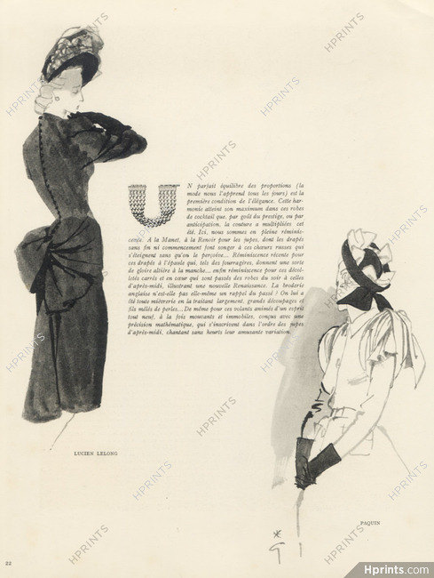 Lucien Lelong & Paquin 1945 René Gruau, Fashion Illustration