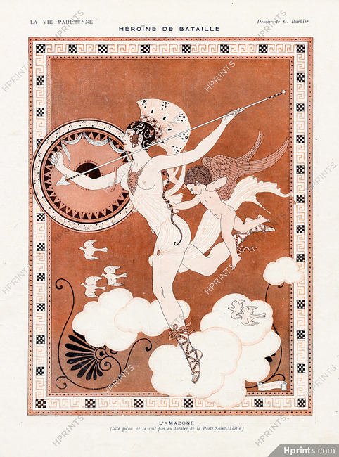 Héroïne de Bataille - L'Amazone, 1916 - George Barbier Classical antiquity Nude Warrior