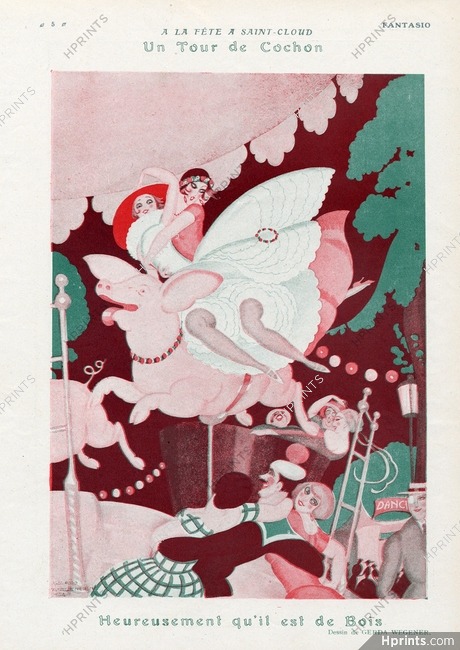 Gerda Wegener 1922 Carousel Merry-go-round Pig