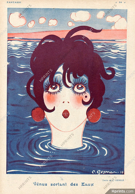 Charles Gesmar 1917 "Venus sortant des Eaux", Bathing Beauty