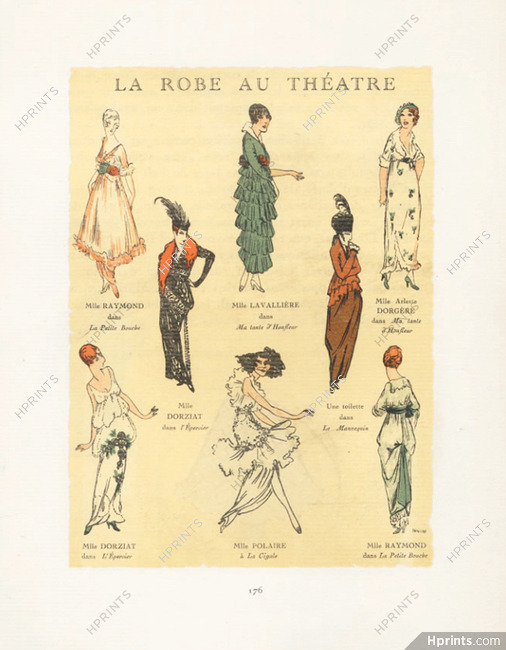 La Robe au Théâtre, 1914 - José de Zamora Raymond, Polaire, Dorziat, Lavallière, Dorgère... La Gazette du Bon Ton