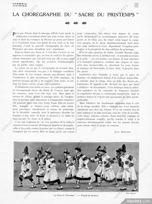 La Chorégraphie du "Sacre du Printemps", 1921 - Theatre Costume, Texte par Jean Bernier
