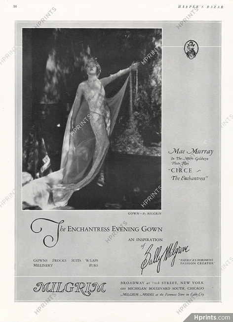 Sally Milgrim (Couture) 1924 The Enchantress Evening Gown, Mae Murray as Circe