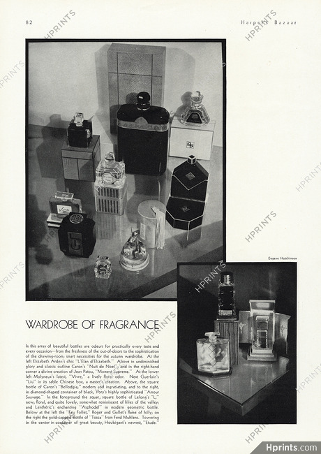 Wardrobe of Fragrance 1931 Arden, Caron, Jean Patou, Molyneux, Guerlain, Ybry, Lelong, Lenthéric, Roger & Gallet, Houbigant, Photos Eugene Hutchinson