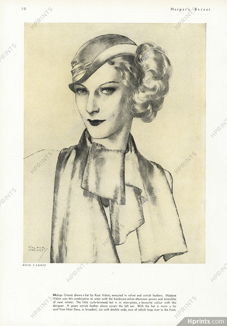 Rose Valois 1931 Irene Dana scarf, Malaga Grenet