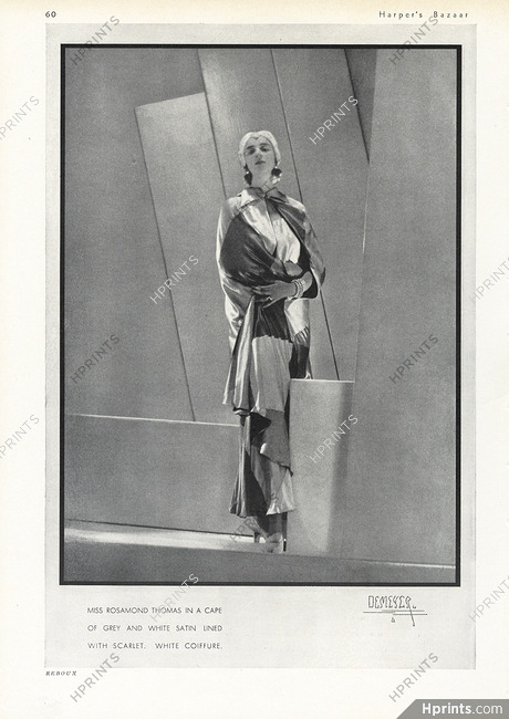 Reboux (Couture) 1930 Cape, Miss Rosamond Thomas, Photo Demeyer