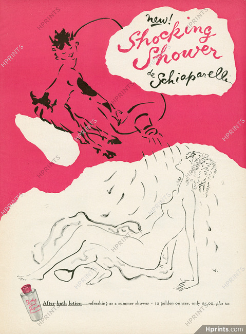 Schiaparelli 1953 Shocking Shower, After-Bath Lotion, Marcel Vertès