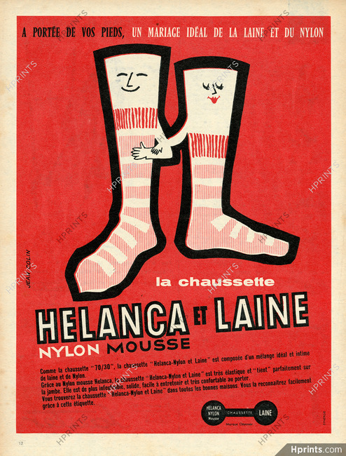Helanca (Underwear) 1957 Chaussettes Helanca et Laine, Jean Colin