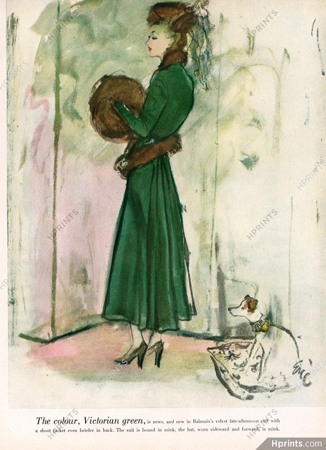 Pierre Balmain 1947 Fur Muff, Victorian Green, Eric (Carl Erickson)