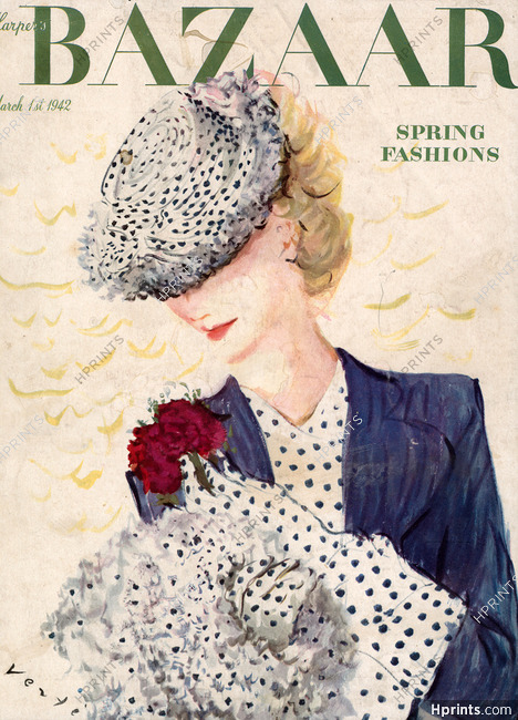 Harper's Bazaar March 1st 1942 Marcel Vertès Cover, Spring Fashions