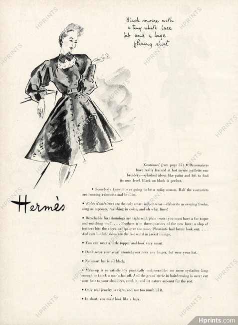 Hermès (Couture) 1944 Black Moire