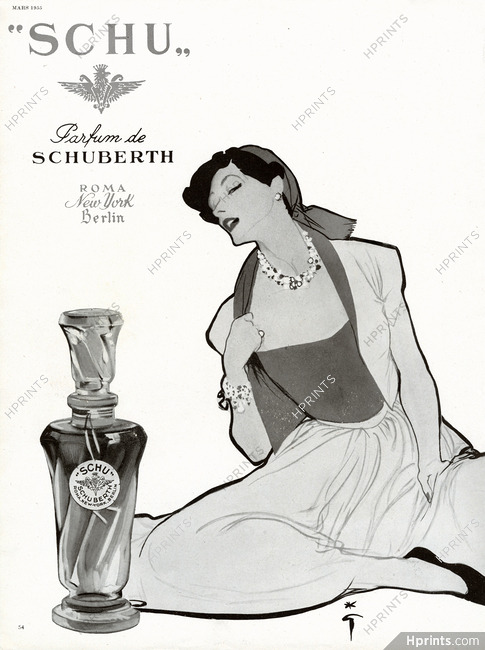 Schuberth (Perfumes) 1955 Parfum "Schu", René Gruau