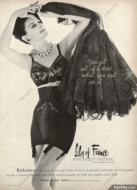 Lily of France (Lingerie) 1962 Girdle, Bra, Nina Ricci Dress