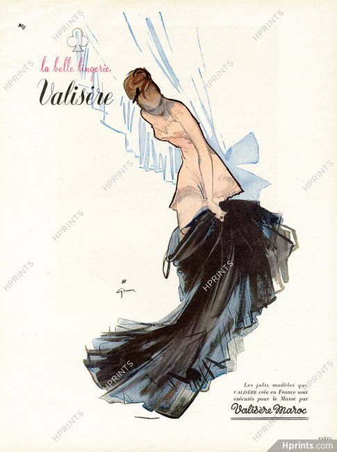Valisère (Lingerie) 1948 René Gruau, Nightgown